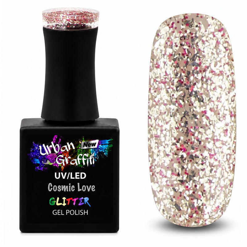 Cosmic Love - UGGP-A0916 Verniz Gel Glitter Dourado e Vermelho Urban Graffiti 15ml