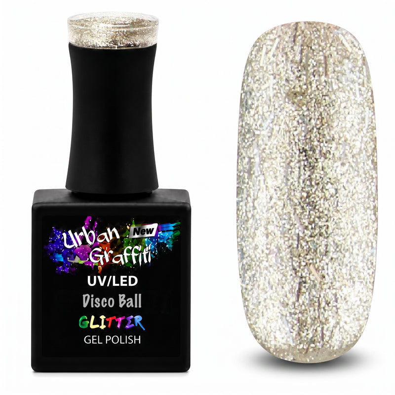 Disco Ball - UGGP-A0922 Verniz Gel Glitter Prateado Graffiti Urbano 15ml