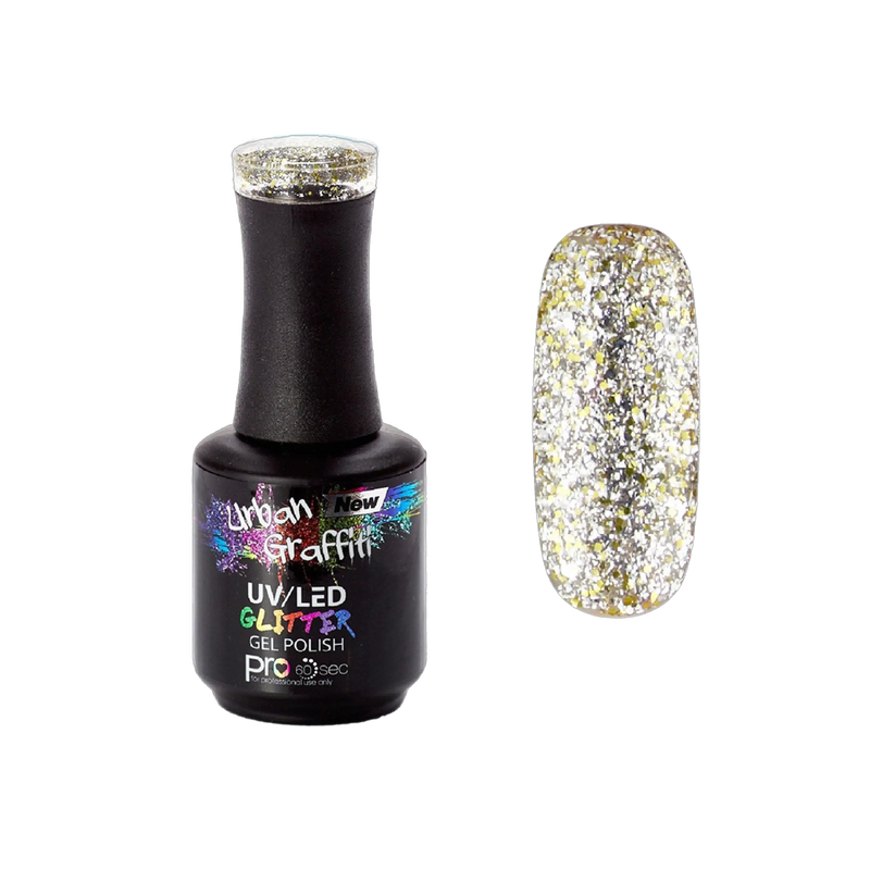 Star Dust - UGGP-A0906 Verniz Gel Glitter Prateado e Dourado Urban Graffiti 15ml